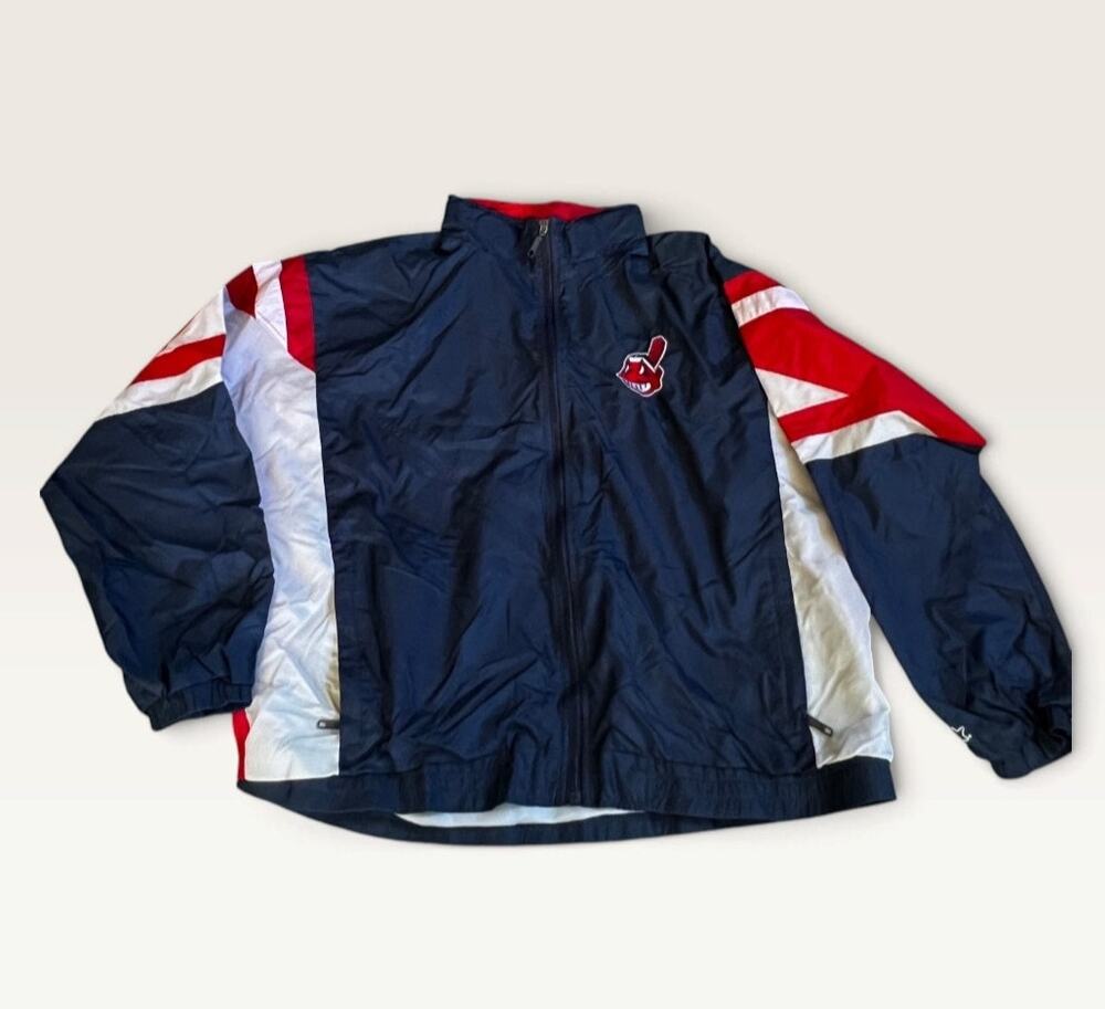 STARTER Vintage 1990s Cleveland Indians Full-Zip Windbreaker Jacket, XL Size